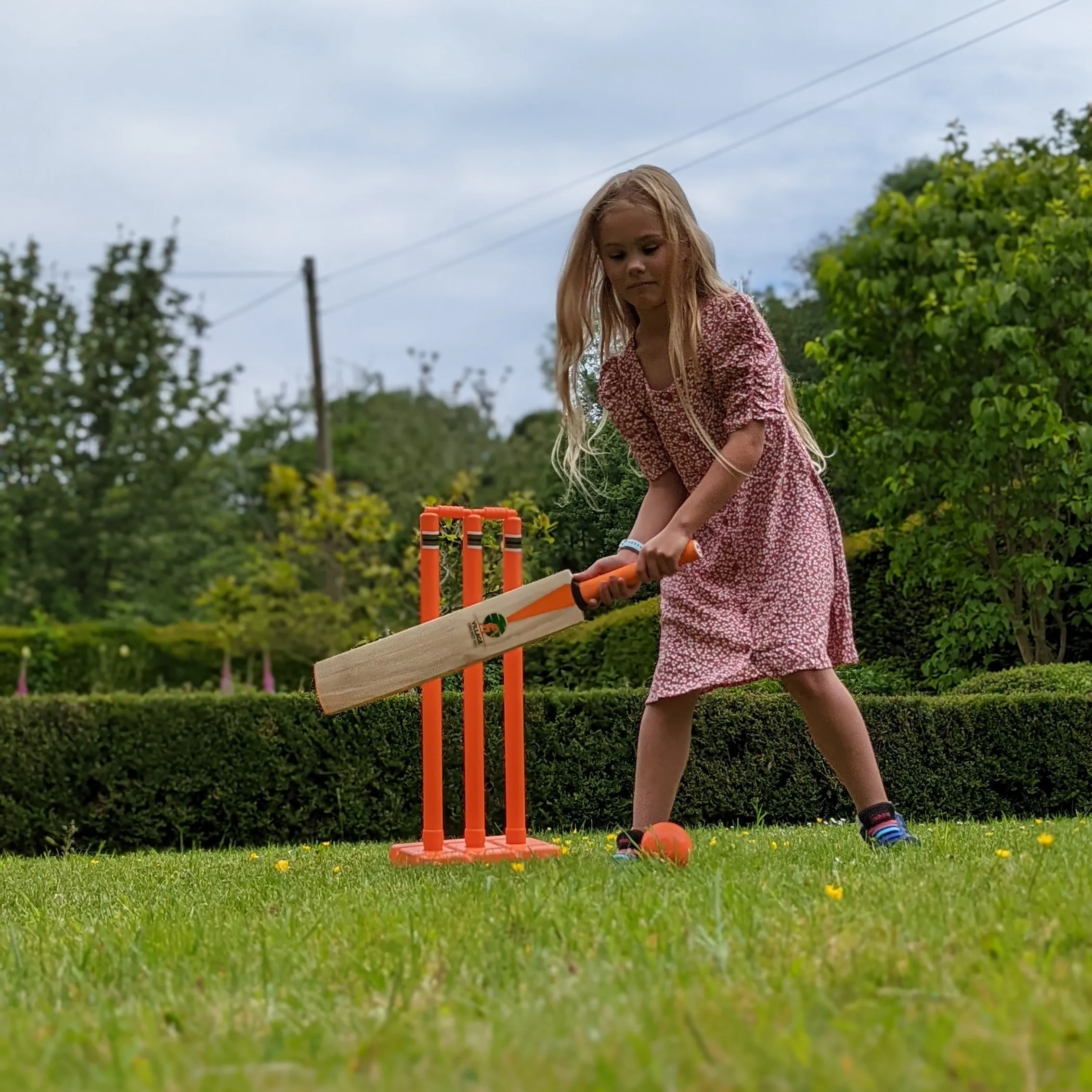 Happy cricket playing child